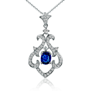 sapphirecrystal,sapphireglass 1025克拉蓝宝石43分钻石吊坠