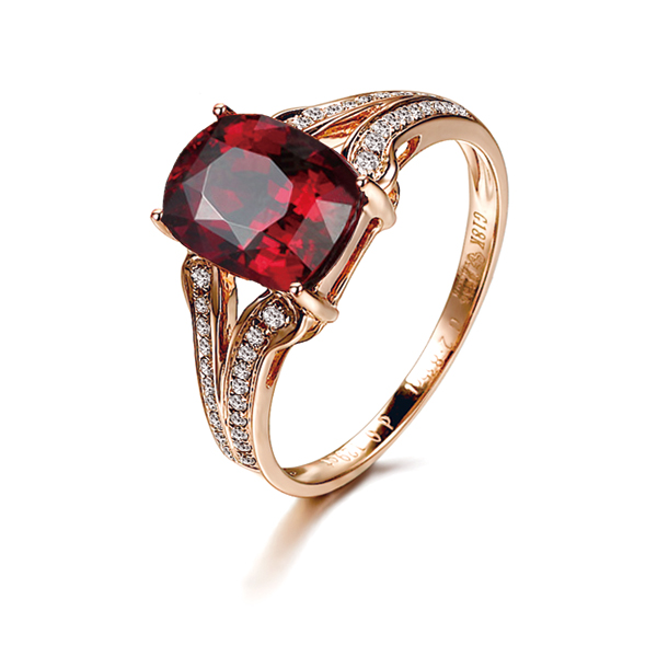 红g18k金石榴石戒指