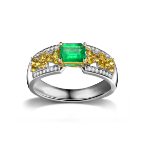 0.495克拉祖母绿 57分钻石戒指