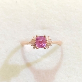 18K金粉蓝宝钻戒