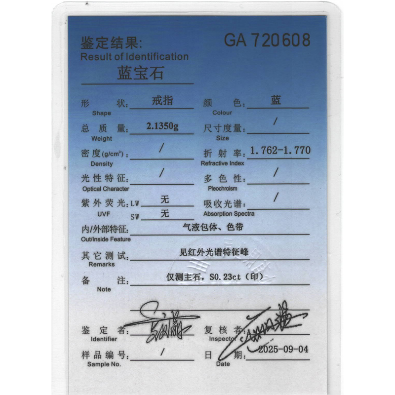 铂金蓝宝石钻戒