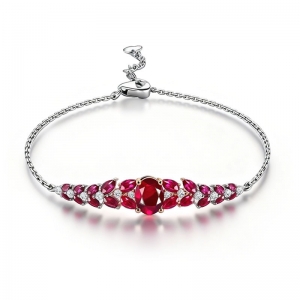 1.26克拉天然缅甸鸽血红宝钻石手链