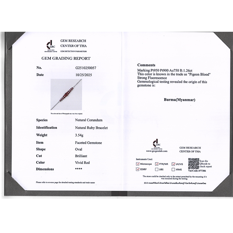 1.26克拉天然缅甸鸽血红宝钻石手链