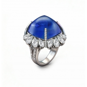 7.42克拉AIGS天然糖塔皇家蓝蓝宝石钻戒