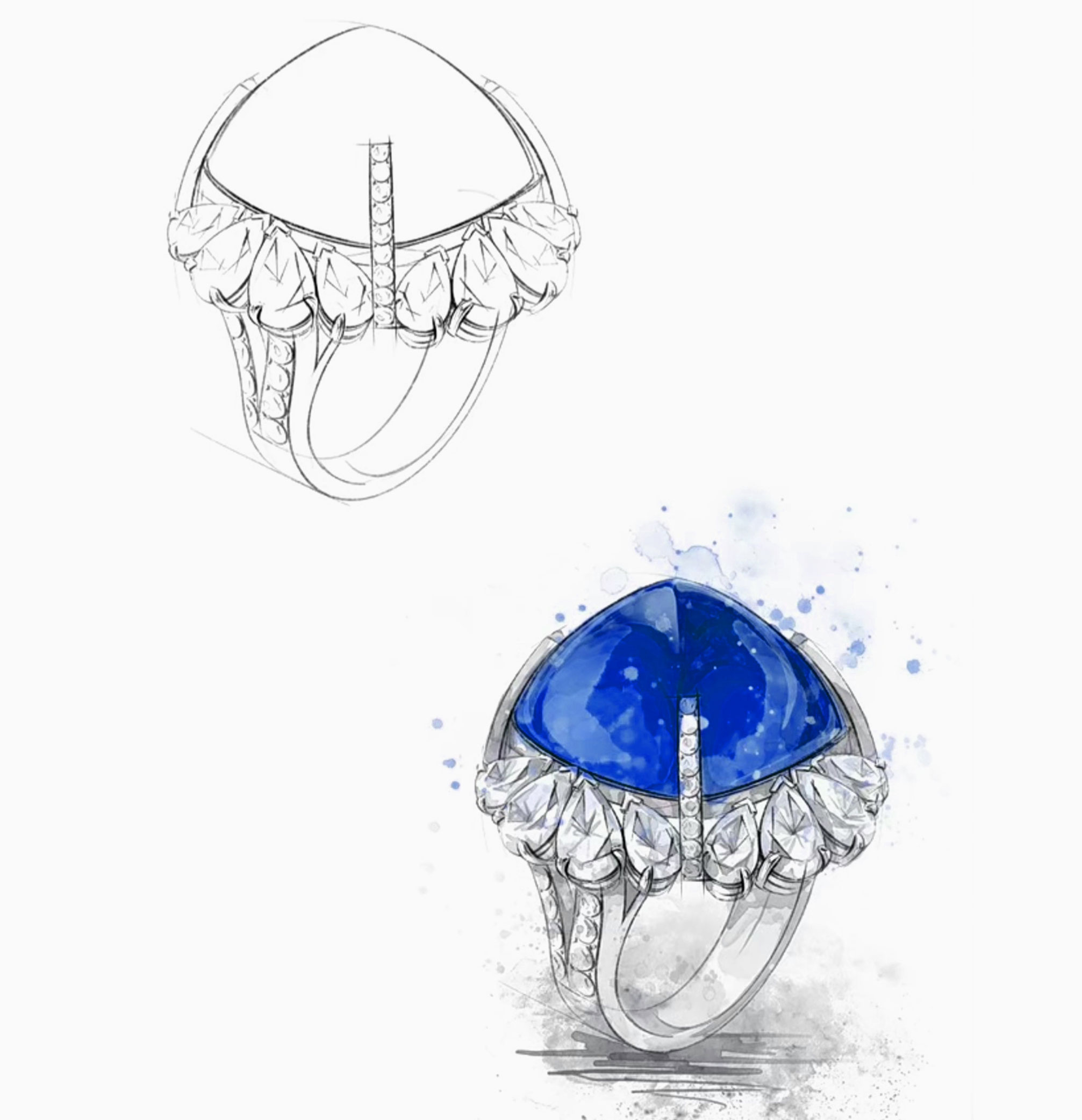 7.42克拉AIGS天然糖塔皇家蓝蓝宝石钻戒