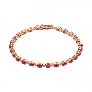 6.4克拉天然红宝钻石手链