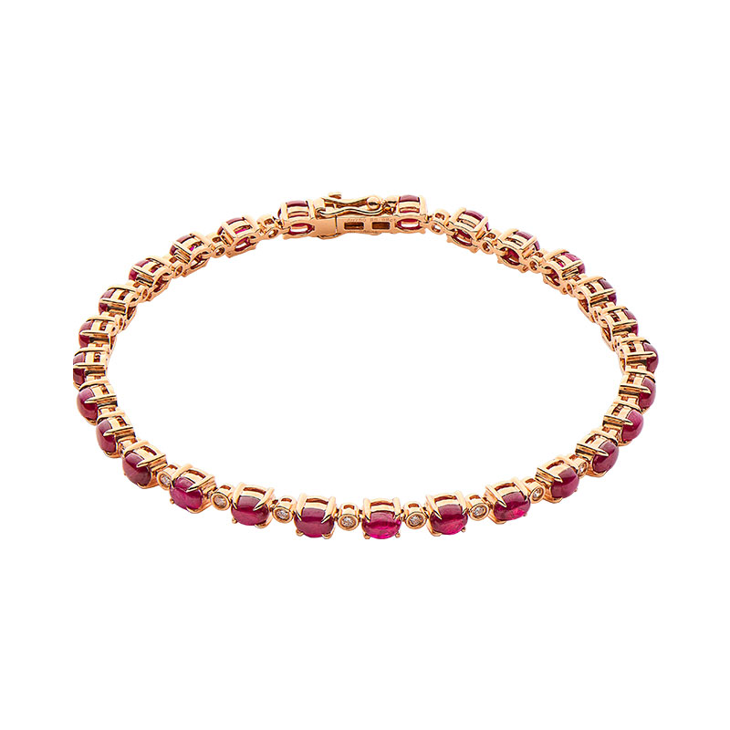 6.4克拉天然红宝钻石手链