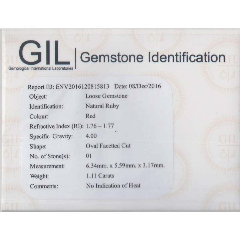 1.11克拉天然无烧红宝石钻戒