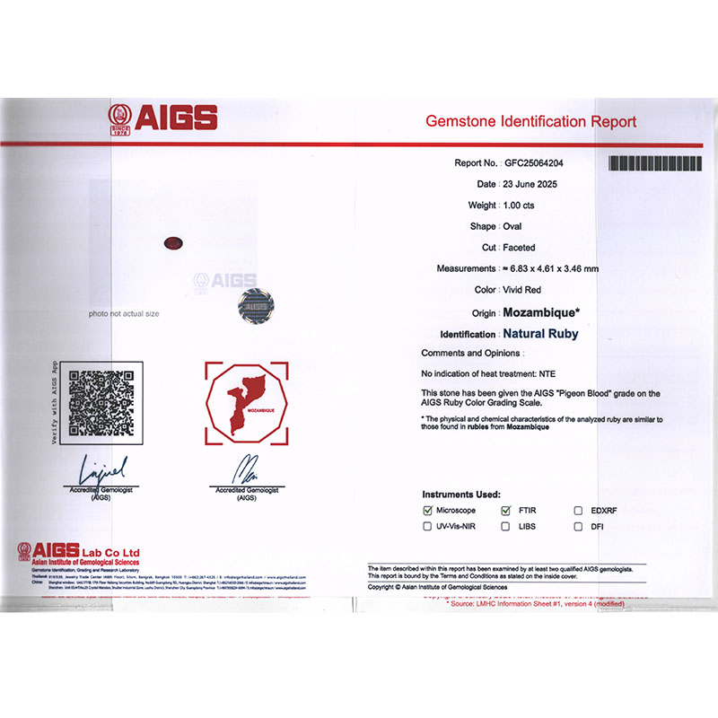 1克拉AIGS天然无烧鸽血红宝石钻戒
