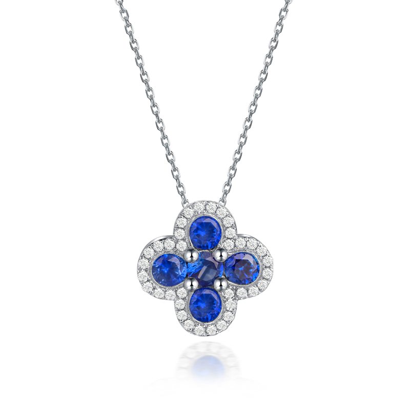 天然蓝宝钻石吊坠