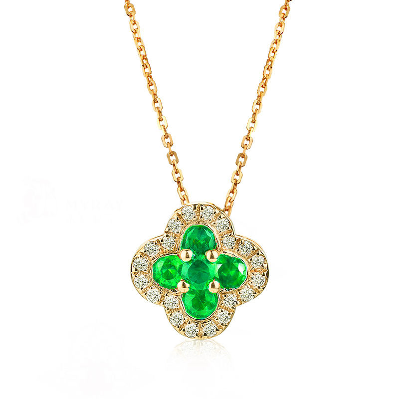 天然沙弗莱钻石吊坠