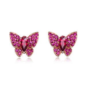 天然红宝石耳钉