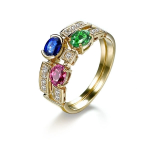 1.01克拉天然彩宝钻戒