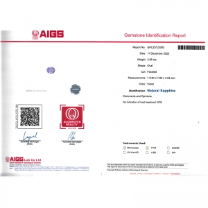 2.950克拉AIGS天然无烧紫罗兰蓝宝石