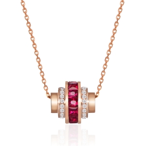 天然红宝钻石吊坠