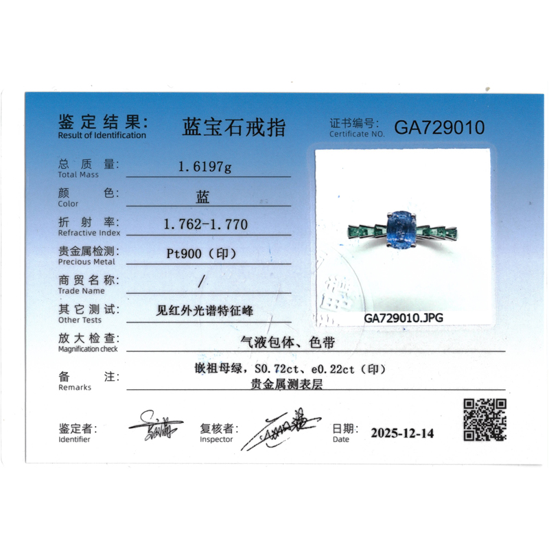 天然蓝宝祖母绿戒指