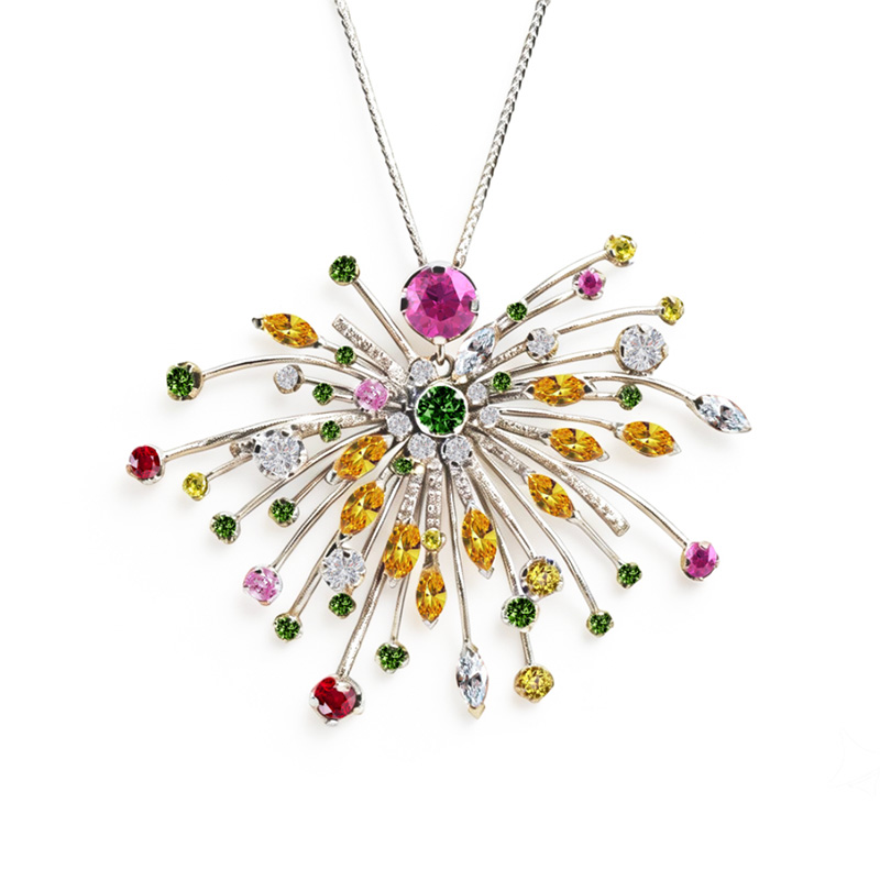 天然彩宝钻石吊坠