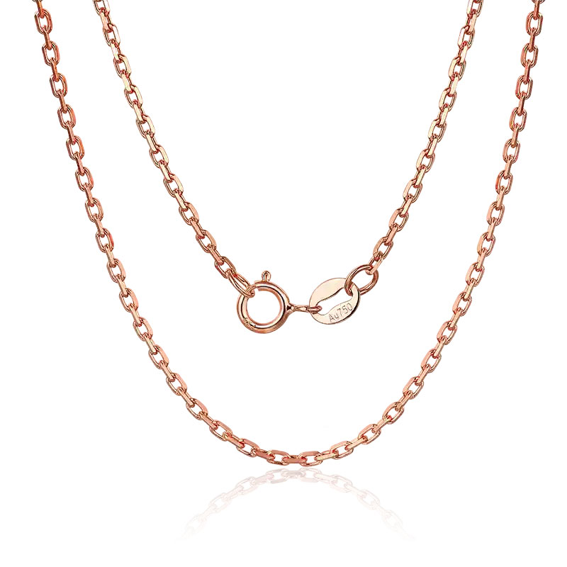 红G18K金素金项链