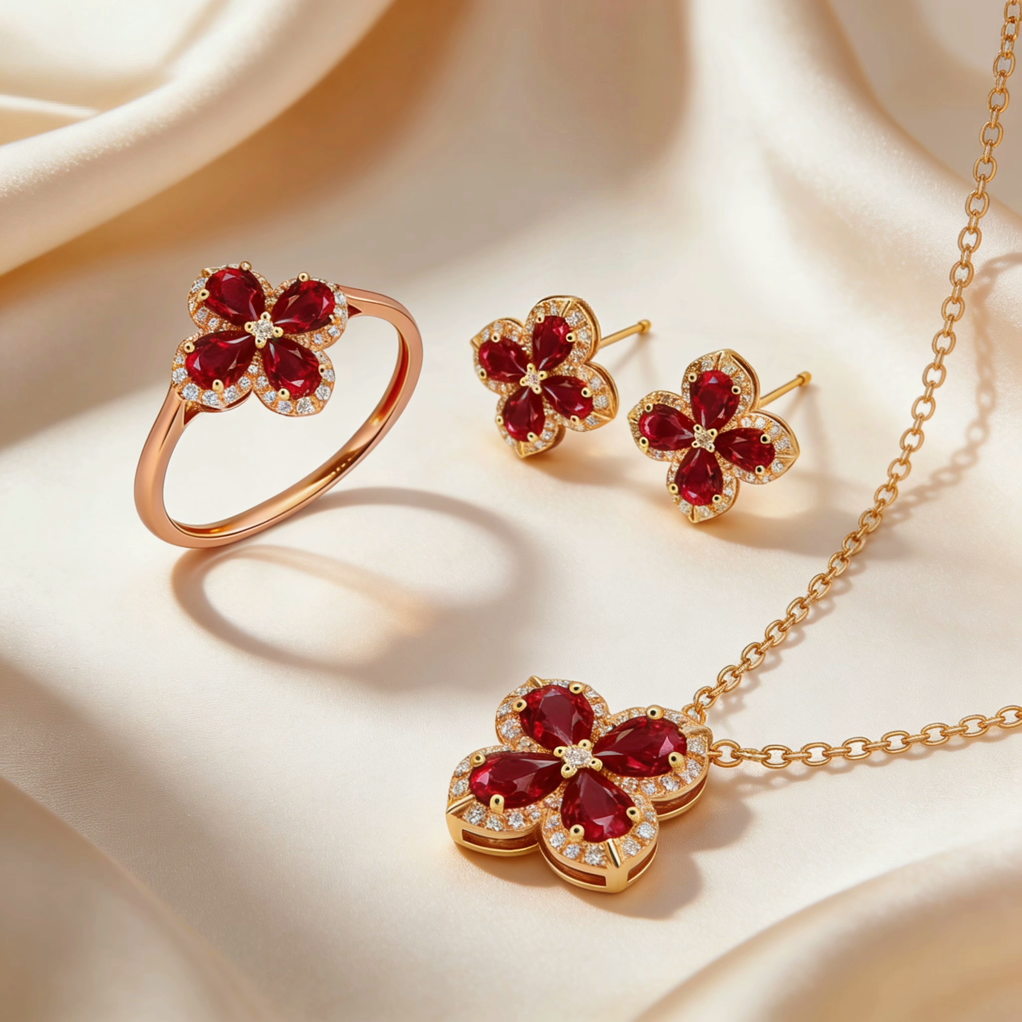 天然红宝石钻戒