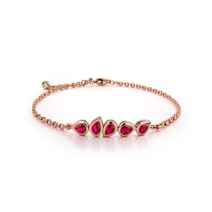 天然红宝钻石手链