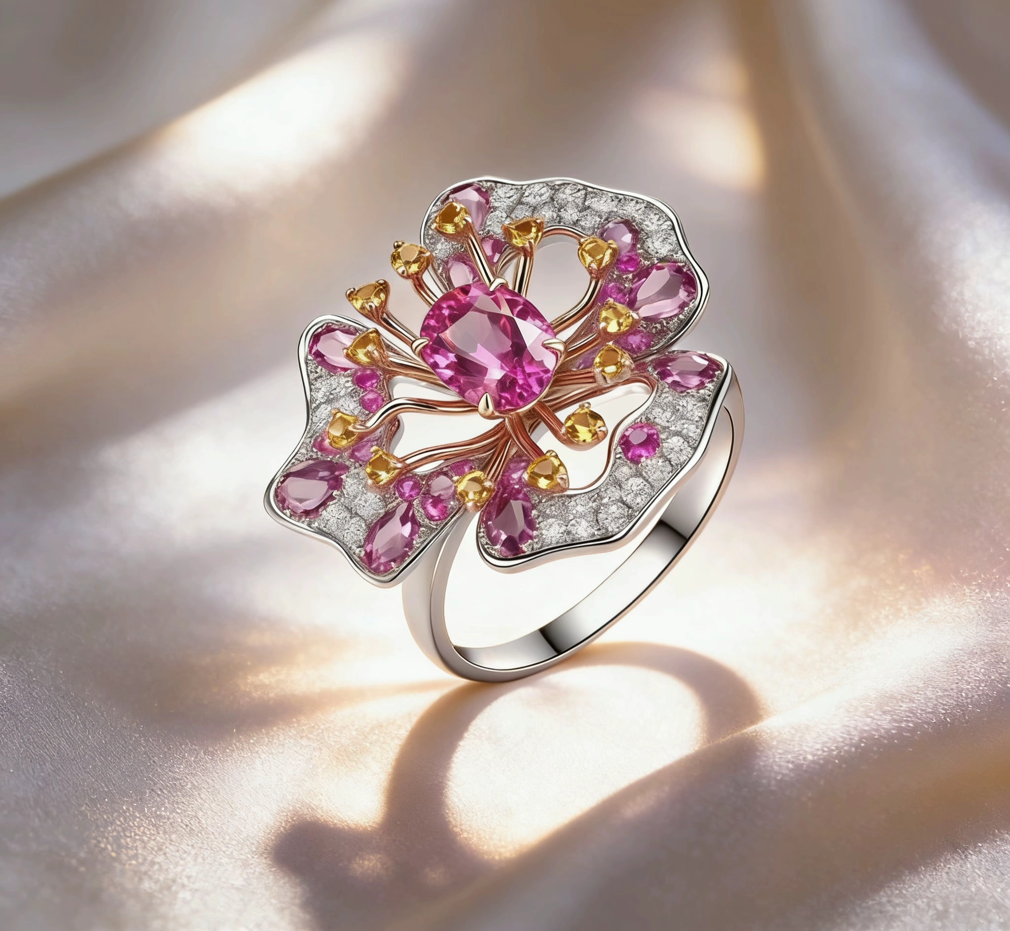 1.06克拉天然无烧粉蓝宝钻戒