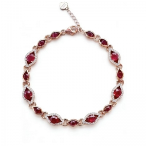 3.16克拉天然红宝钻石手链