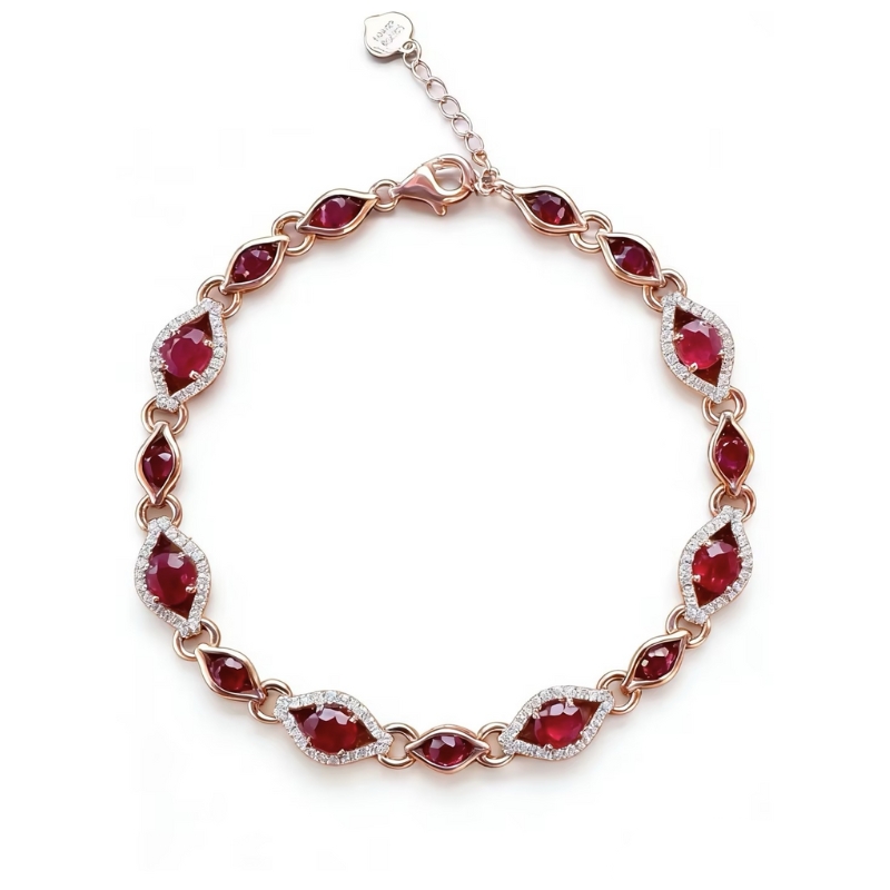 3.16克拉天然红宝钻石手链