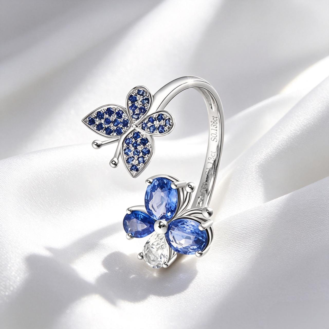 铂金1.16克拉蓝宝石戒指