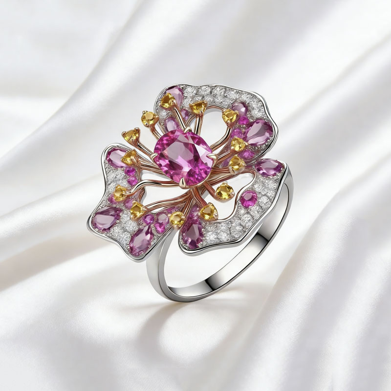 1.06克拉天然无烧粉蓝宝钻戒