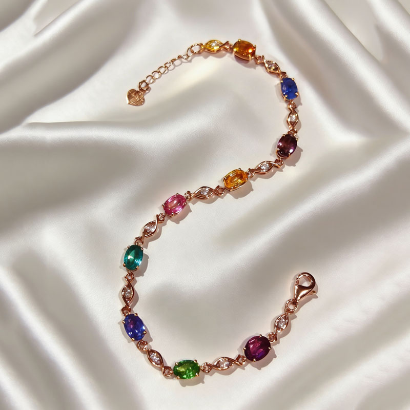 5.34克拉天然蓝宝祖母绿钻石手链