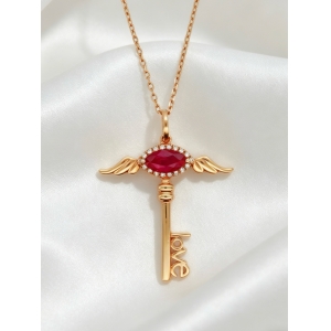 天然红宝钻石吊坠